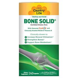 Country Life Bone Solid - Bone Health Supplement with Microcrystalline Hydroxyapatite (MCHA), Calcium, Magnesium, Zinc, Vitamins K2 & D3 for Enhanced Bone Strength & Metabolism - 240 Capsules