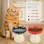 Teenyyou 2 Pcs Elevated Ceramic Cat Bowls Whisker Friendly Raised Cat Food and Water Dishes Wide Feeding Bowls for Flat Faced Kittens Raised Pet Dishes for Easy Feeding(Red Black)