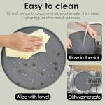 AVYDIIF Pet Feeding Mats for Food and Water, Waterproof Anti-Slip Placemats for Dog Cat Bowl, 1 Pack Silicone Pet Food Mat, Dishwasher Safe 10.9 × 10.9 (1 Pack, Black)