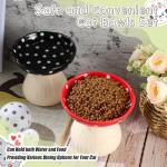 Teenyyou 2 Pcs Elevated Ceramic Cat Bowls Whisker Friendly Raised Cat Food and Water Dishes Wide Feeding Bowls for Flat Faced Kittens Raised Pet Dishes for Easy Feeding(Red Black)