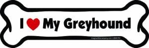 Imagine This Company I Love My Breed Bone Shaped Pet Magnet; Removable Magnets for Cars, Fridges, Lockers & More, Stylish Pet Inspired Car Accessories, 2 x 7 inches, 1 Item, White/Black, Greyhound