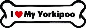 Imagine This Company I Love My Breed Bone Shaped Pet Magnet; Removable Magnets for Cars, Fridges, Lockers & More, Stylish Pet Inspired Car Accessories, 2 x 7 inches, 1 Item, White/Black, Yorkiepoo