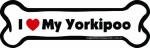 Imagine This Company I Love My Breed Bone Shaped Pet Magnet; Removable Magnets for Cars, Fridges, Lockers & More, Stylish Pet Inspired Car Accessories, 2 x 7 inches, 1 Item, White/Black, Yorkiepoo