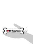 Imagine This Company I Love My Breed Bone Shaped Pet Magnet; Removable Magnets for Cars, Fridges, Lockers & More, Stylish Pet Inspired Car Accessories, 2 x 7 inches, 1 Item, White/Black, Greyhound