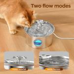 Cat Water Fountain Stainless Steel: 88oz/2.6L Pet Drinking Fountains with 6 Filters Water Bowl for Cats Inside with Flower Kitty Spout Dog Dispenser Animal Watering Supplies - Water Level Window