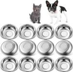 Arespark Stainless Steel Cat Bowls 12 PCS, 5.5 Inch Metal Cat Bowls, Replacement Elevated Food Water Dishes for Indoor Kitten, Whisker Fatigue Relief Shallow Food Metal Dish for Stray Cats