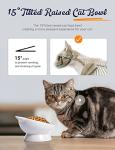 AISBUGUR Ceramic Cat Bowls Set of 2, Elevated 15 Tilted Design for Indoor Cats, Large Capacity, Easy to Clean, Non-Slip Base, Cute Pattern, Blue