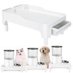 BEBOBLY Adjustable Cat Feeder Stand, Elevated Holder for Automatic Feeders, 3-5.1 in, Nonslip, Adjustable