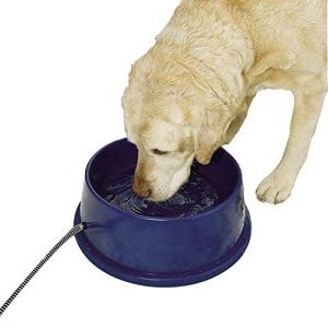 K&H Pet Products Thermal-Bowl Heated Water Bowl for Cats & Dogs Outside, Safety Listed Outdoor Heated Dog Dish for Pets, Automatic No Freeze, Anti Chewy Cord - 96 Ounces Blue 25W