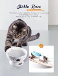 AISBUGUR Ceramic Cat Bowls Set of 2, Elevated 15 Tilted Design for Indoor Cats, Large Capacity, Easy to Clean, Non-Slip Base, Cute Pattern, Blue