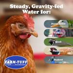 FARM-TUFF Hanging Chicken Waterer, 5 Gallon Capacity - Durable BPA-Free Plastic Poultry Fountain with Top Fill Design - Automatic Water Dispenser for Chickens, Ducks, Turkeys & Game Birds
