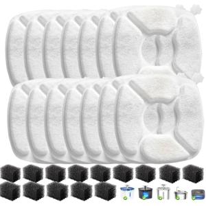 28 Pcs Cat Water Fountain Replacement Filters-14 Pack Cat Fountain Filters with 14 Pack Sponges, Enhanced Compatibility Pet Fountain Filter Fit for 95oz/2.8L 135oz/4L 67oz/2L Pet Drinking Fountain