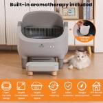 Upgraded Automatic Litter Box Self Cleaning, with Raised Step, Odor Control & Safety Protection & Smart App Control Health Monitoring & Quiet Operation, Open Top Large Capacity for Multiple Cats