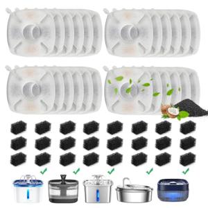 DOOOB 48 Pcs Cat Water Fountain Filter, 24 Packs Cat Fountain Filter, Cat Fountain Replacement Filters, Pet Water Fountain Filters for 95oz/2.8L Pet Water Fountain