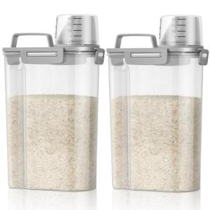TBMax Rice Container 2 Pack 5 Lbs, Small Pet Dog Cat Food Container Dispenser, Kitchen Cereal Storage Container with Cup, Perfect for Daily Use, Travel, and Portion Control