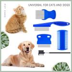 Jigfew 5 Pack Flea Lice Comb,Stainless Steel Dog Cat Grooming Combs With Rounded Teeth,Double-Sided Tear Stain Remover,Dematting Comb For Dogs Cats Ideal For All Types Of Small, Medium, Large Pets