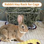 RMNHPTK Rabbit Hay Feeder, Stainless Steel Hay Rack for Cage Pet Hay Dispenser Holder Heavy-Duty Metal Super Durable Grass Rack for Adult Rabbit Guinea Pig Chinchilla Bunny 9.8x5.1x5.9 Inch