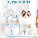 12 Pack Cat Water Fountain Filter, 8 Pcs Cat Fountain Filters Replacement Dia is 5" & 4 Pcs Pre-Filter Sponges for 81oz / 2.4L Round Automatic Pet Water Fountain Dog Dispenser, 3-Filtration System