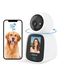 Noorio 5G Two Way Video Calling Camera, One Click Call 2K Pet Camera with Phone App, 360° PTZ Dog Cam with Speaker, Color Night Vision, 2.4 Inch Screen, CL200