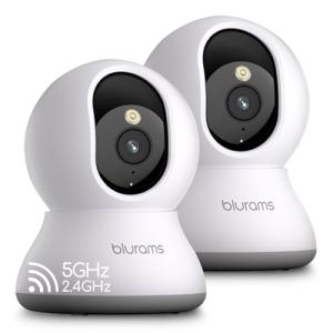 blurams Cameras for Home Security, 2K Pet Camera with Phone App, 360° PTZ Indoor Cameras, 2-Way Talk, Motion Tracking, Color/IR Night Vision, Cloud&SD, Works with Alexa (2Pack, 5GHz/2.4GHz Dual-Band)