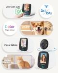 Noorio 5G Two Way Video Calling Camera, One Click Call 2K Pet Camera with Phone App, 360° PTZ Dog Cam with Speaker, Color Night Vision, 2.4 Inch Screen, CL200