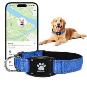 Myiwb GPS Dog Collar Tracker 2-in-1,Reflective Waterproof Adjustable Pet Collar,iOS-Only,Ideal for Dog Tracking pet Tracker,for Small to Large Dogs,Real-Time Tracking,No Monthly Fees(Blue,Large)