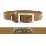 Outdoor Dog Supply 1" Heavy Duty Waterproof D-Ring Dog Collar for Medium & Large Dogs with Custom 3/4" Brass Nameplate (Tan, 21")