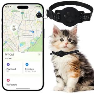 Cat Tracker GPS Collar for Cats Electronic Pet Locator Waterproof Compatible with Apple Find My No Monthly Fee Ideal for Small to Large Cats Advanced Tracking Solution Smart Collar for Pet Safety