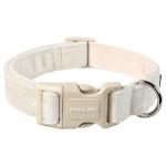 ARING PET Velvet Dog Collar, Cute White Pet Necklaces with Quick Release Buckle for Puppy Small Medium Large Girl Boy Dogs Cotton-XS