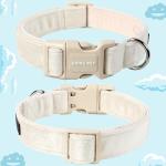 ARING PET Velvet Dog Collar, Cute White Pet Necklaces with Quick Release Buckle for Puppy Small Medium Large Girl Boy Dogs Cotton-XS