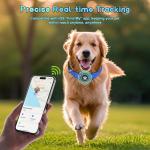 Myiwb GPS Dog Collar Tracker 2-in-1,Reflective Waterproof Adjustable Pet Collar,iOS-Only,Ideal for Dog Tracking pet Tracker,for Small to Large Dogs,Real-Time Tracking,No Monthly Fees(Blue,Large)
