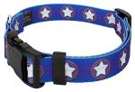 Country Brook Petz 5/8 Inch Deluxe Adjustable Dog Collar Limited Edition for Small, Medium, Large Breeds - Americana Collection with Patriotic Designs (American Stars, Small)
