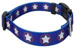 Country Brook Petz 5/8 Inch Deluxe Adjustable Dog Collar Limited Edition for Small, Medium, Large Breeds - Americana Collection with Patriotic Designs (American Stars, Small)