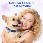 Kazazoo Dog Collar Cute and Soft Nylon Puppy Collar Girl, Adjustable Dog Collars for Small Medium Dogs, Purple Flowers-S