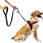 CHMETE Dog Leash 5ft Long - Traffic Padded Two Handle - Heavy Duty - Double Handles Lead for Control Safety Training - Leashes for Large Dogs or Medium Dogs Black