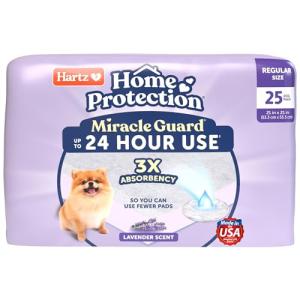 New! Hartz Home Protection Miracle Guard Lavender Scented Dog Pads, Regular Size 25 Count, 24 Hour Use, Won't Leak and Odor Eliminating