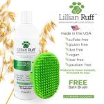 Lillian Ruff PRO Formula Deodorizing Oatmeal Dog Shampoo - Calms Itching & Allergies, Ultra-Nourishing Dry Skin Relief - Oatmeal, Aloe, Coconut Oil, Lavender & Provitamin B5 - Made in USA 16oz+Brush