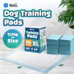 Reli. Dog Pee Pads Extra Large (60 Count) | XL 28" x 34" | Super Absorbent Puppy Peepad | Disposable, Leak-Proof Pet Training Mats for House, Crate Training