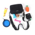 Waterproof Dog Walking Bag with Small Pouch and Treat Compartment, Built-in Poop Bag Dispenser (Black)