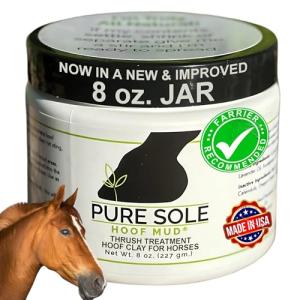 Pure Sole Hoof Clay Thrush Treatment for Horses Hoof Mud for White Line, Cracks, Thrush, and Hoof Packing | All Natural Horse Hoof Care to Promote Healthy Hooves | Farrier Recommended, 8 oz