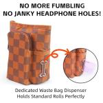 Dog Training Treat Pouch - Professional Waterproof Sling Bag & Fanny Pack | Magnetic 1-Hand Access, Phone Pocket | Includes Clicker, Collapsible Bowl & Poop Bag Dispenser (Brown Checkerboard)