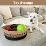 HiChen Dog Storage Bin, Baby Basket for Gifting, Wicker Storage Baskets for Dog, Cute Basket with Handles, Small Woven Baskets for Nursery 12"x 8" x 5" Black-Brown
