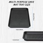 4 Pieces Shoe Tray for Entryway, Waterproof Boot Tray Shoe Mat Multi-Purpose Dog Cat Bowl Mat Pet Food Tray Boot Mat for Entryway Indoor Outdoor Floor Protection (Black,30 x 15 x 1.2 Inch)