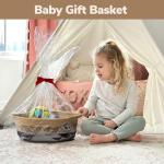 HiChen Dog Storage Bin, Baby Basket for Gifting, Wicker Storage Baskets for Dog, Cute Basket with Handles, Small Woven Baskets for Nursery 12"x 8" x 5" Black-Brown