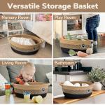 HiChen Dog Storage Bin, Baby Basket for Gifting, Wicker Storage Baskets for Dog, Cute Basket with Handles, Small Woven Baskets for Nursery 12"x 8" x 5" Black-Brown