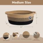 HiChen Dog Storage Bin, Baby Basket for Gifting, Wicker Storage Baskets for Dog, Cute Basket with Handles, Small Woven Baskets for Nursery 12"x 8" x 5" Black-Brown