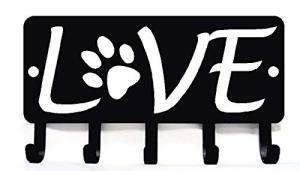 The Metal Peddler Love with Dog Paw #2 Key Rack Hanger & Holder- Small 6 inch Wide - Made in USA