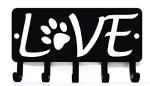 The Metal Peddler Love with Dog Paw #2 Key Rack Hanger & Holder- Small 6 inch Wide - Made in USA