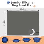 DGitaor Dog Food Mat for Food and Water, Waterproof Silicone Pet Feeding Mat for Floors with Collapsible Cat Dog Bowl for Travel Extra Large 39.4"x29.5"