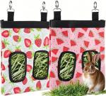 DZWLKJ Guinea Pig Hay Feeder, 2 Pack, 10 x 8 x 0.4 Inches, Stainless Steel, Rabbit Hay Bag, 600D Oxford for Small Pets,Chinchilla,Hamsters